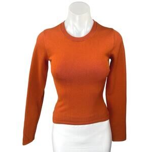 Aritzia Babaton Coral Orange Long Sleeve Crew Neck Slim Sweater Top Size 2XS